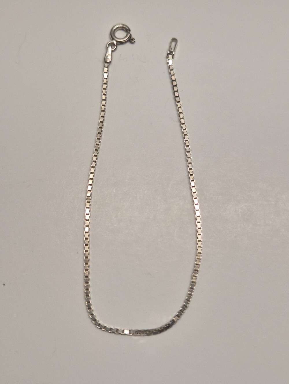 925 Sterling Silver Box Chain Bracelet 7" Thin Dainty Minimalist Layering